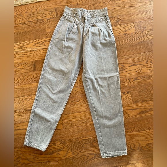 Denim - Vintage pleated western gray high rise jeans